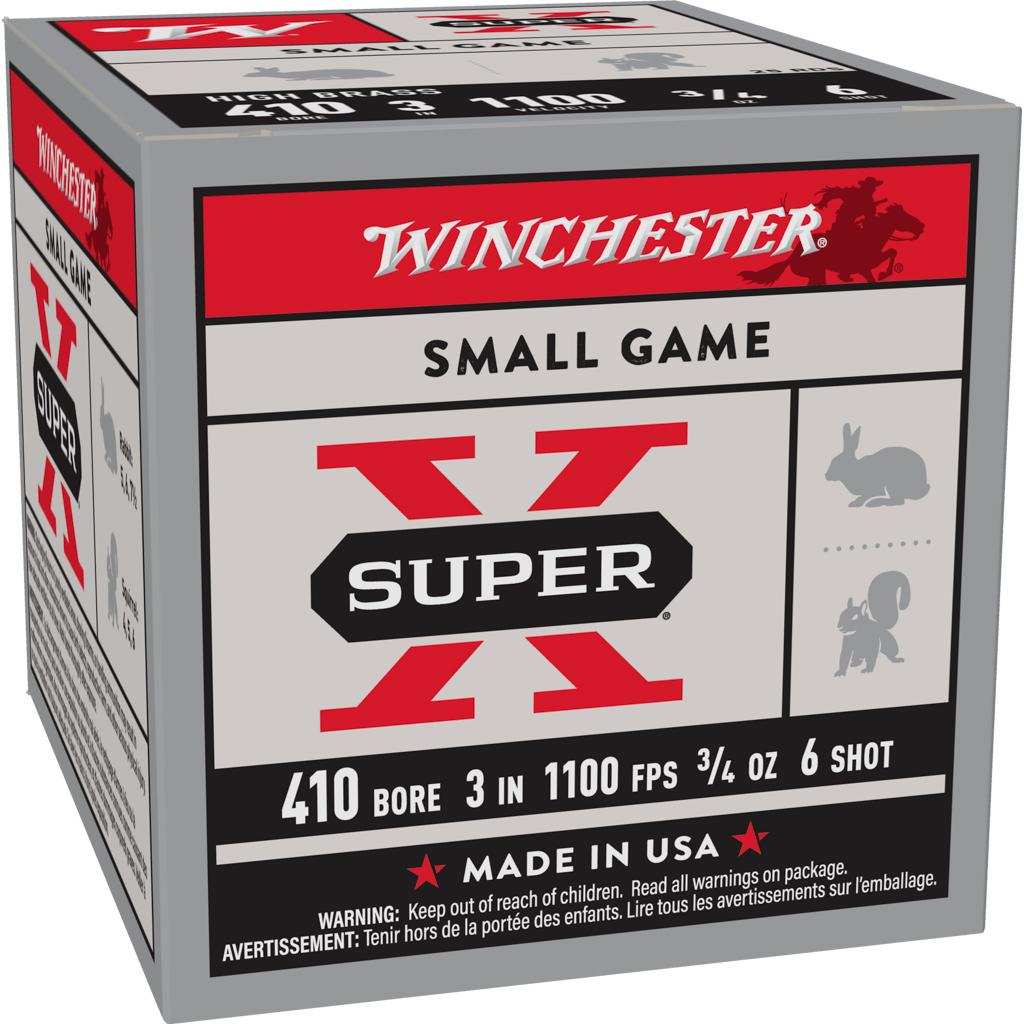Winchester Super-X High-Brass Shotshells .410 ga 3" 3/4 oz 1100 fps #6 25/ct