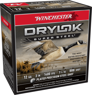 WINCHESTER DRYLOK SUPER STEEL 12 GA 3" BBB 1-1/4 OZ 25 RD/BX 10 BX/CS