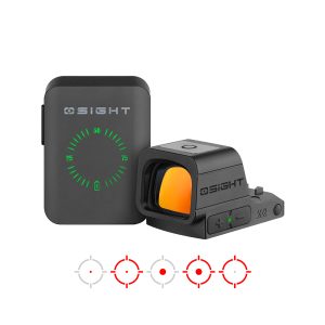OSIGHT XR 2/6 MOA DOT + 32 MOA CIRCLE ENCLOSED RED DOT SIGHT W/ CHARGING COVER RMR FOOTPRINT, BLACK