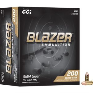 BLAZER BRASS 9MM LUGER 115GR FMJ 1150 FPS 200/BOX